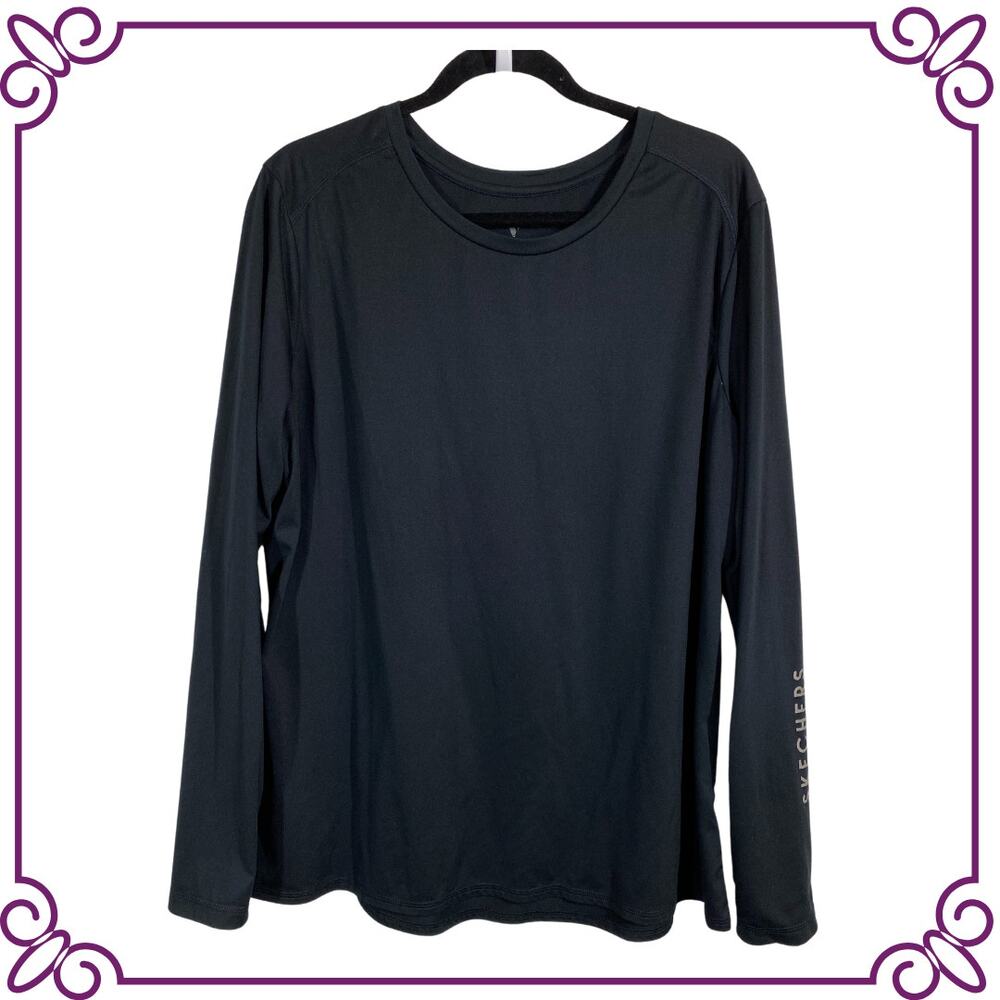 Skechers Black Crew Round Neck Long Sleeve Athletic Tee Size 2XL